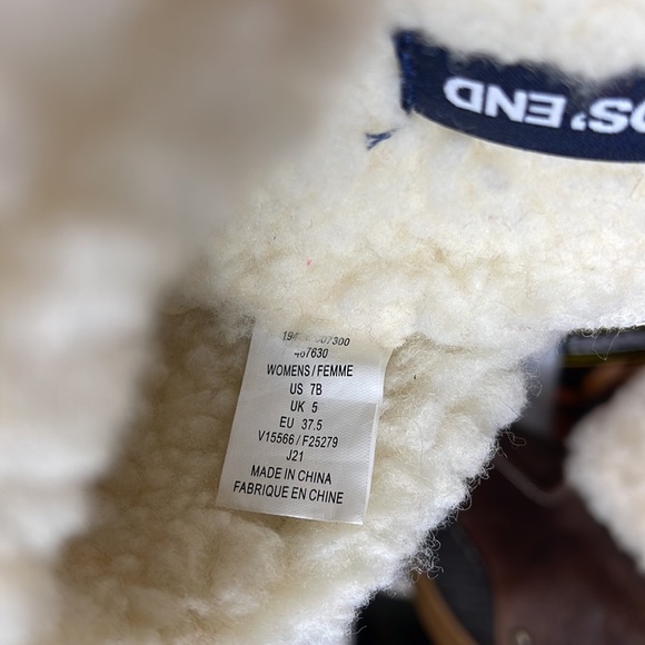 Lands' End Women's Felt Scuff Slippers Embroidered Soft Sherpa Lined sz 7 - Picture 5 of 12